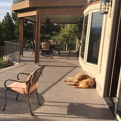 Duradek decking is cool on paws and pet friendly